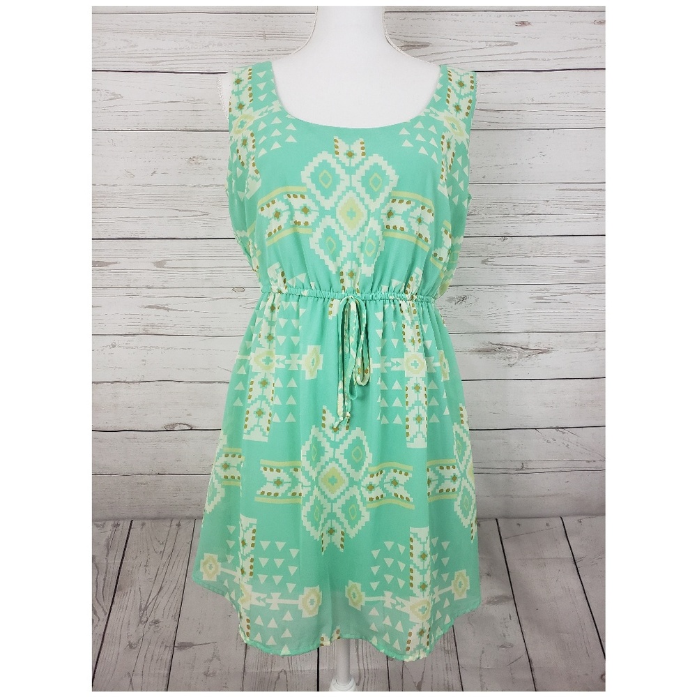 Be Bop mint green tribal print dress